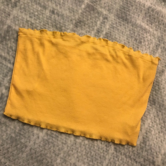 SHEIN lettuce trim rib-knit bandeau top - Picture 1 of 3